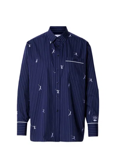 Lacoste Blue Monogram Jacquard Oversized Shirt