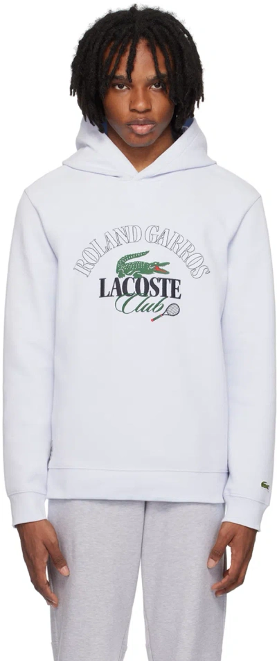 Lacoste Blue Roland Garros Edition Hoodie In White