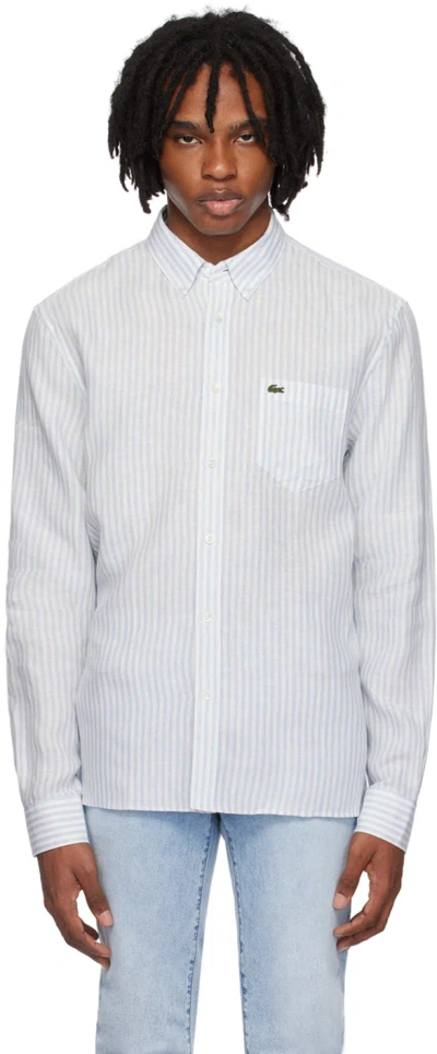 Lacoste Blue Striped Shirt In Overview/white