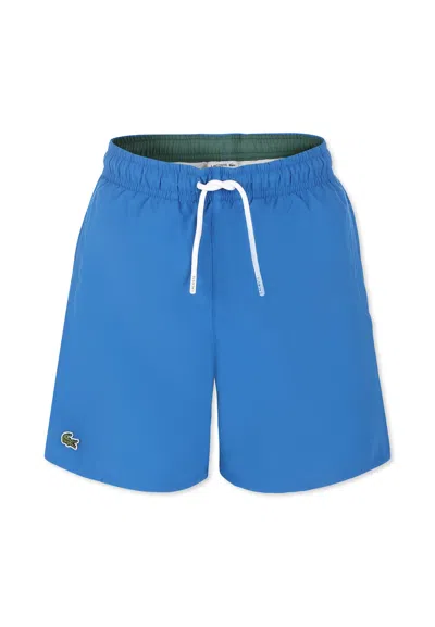 Lacoste Kids' Blue Swim Shorts For Boy With Crocodile