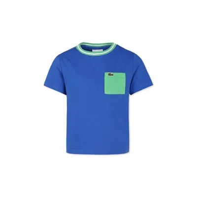 Lacoste Kids' Blue T-shirt For Boy With Crocodile In Light Blue
