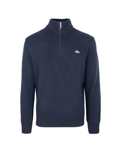 Lacoste Blue Zip-up Turtleneck Sweater