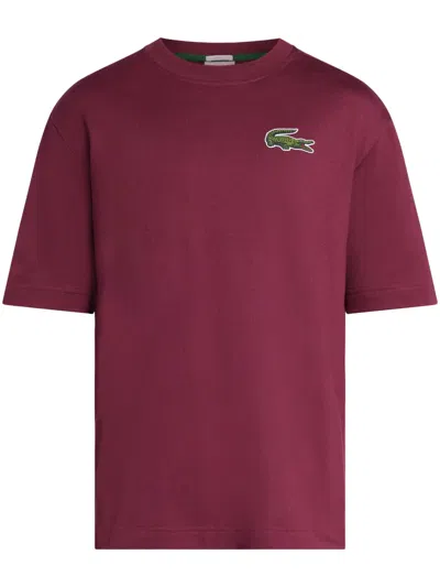 Lacoste Bordeaux Logo-patch Cotton T-shirt In Red
