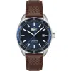 Lacoste Boston Automatique Leather Strap Watch, 40mm In Blue