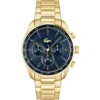 Lacoste Men's Boston Ionic Plated Thin Gold Steel Watch 42mm In Navy