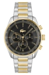 Lacoste Men's Boston Chronograph Two-tone Stainless Steel Bracelet Watch 42mm In Two Tone/black