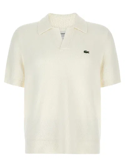 Lacoste Textured Knit Polo Shirt Short Sleeves In Gold