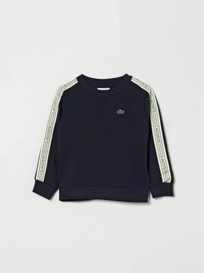 Lacoste Kids'  Boy's Cotton Logo Patch Sweatshirt With Contrast Bands In Gray