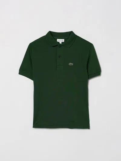 Lacoste Kids'  Boy's Short-sleeve Cotton Polo Shirt With Logo Patch In Green