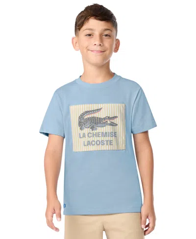 Lacoste Kids' Boys' 10-16 Applique Detail Crewneck T-shirt In Blue