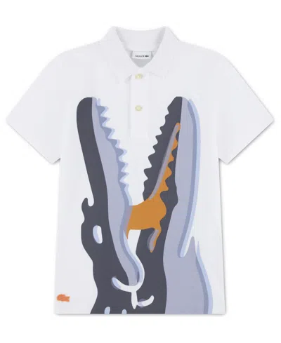 Lacoste Kids' Boys' 10-16 Watercolor Croc Short-sleeve Polo Shirt In Brown