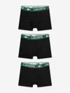 Lacoste Boys 3 Pack Solid Boxer Shorts Set In Black