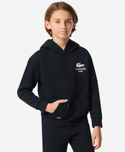 Lacoste Kids' Boys 8-20 Back Graphic Pull-on Hoodie In Black