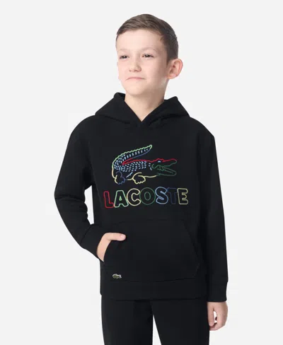 Lacoste Kids' Boys 8-20 Logo Embroidered Hoodie In Black