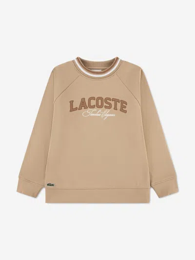Lacoste Kids' Boys Applique Crew Sweatshirt In Brown
