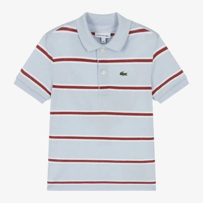 Lacoste Kids' Boys Blue Striped Cotton Polo Shirt
