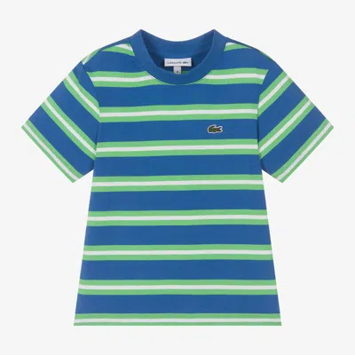 Lacoste Kids' Boys Blue Striped Cotton T-shirt