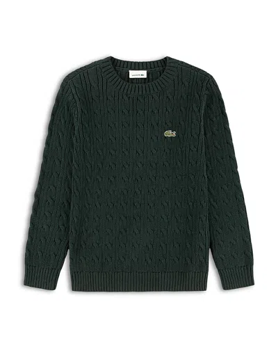 Lacoste Boys' Cable Knit Crewneck Sweater - Big Kid In Green