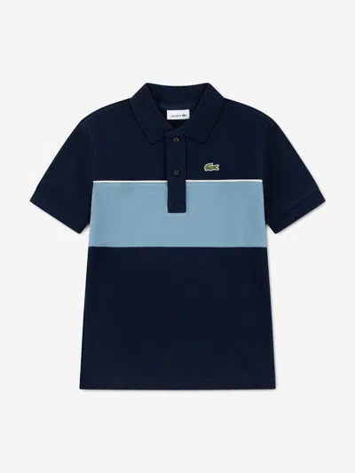 Lacoste Kids'  Boys Chest Stripe Polo Shirt In Black