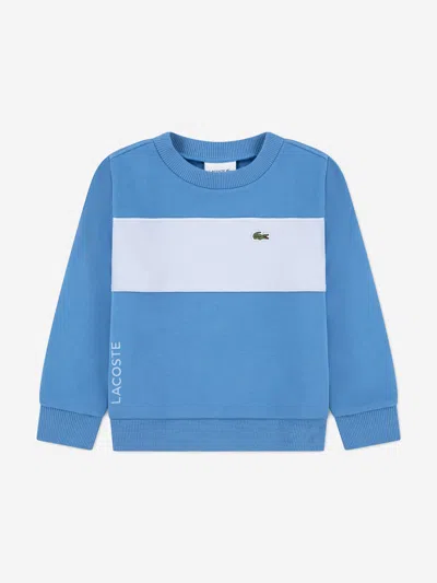 Lacoste Kids'  Boys Colourblock Crew Sweatshirt In Blue