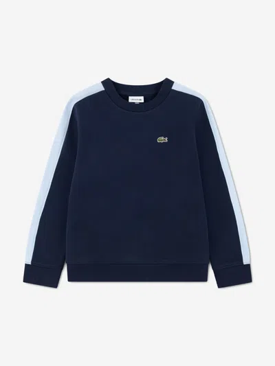 Lacoste Kids'  Boys Colourblock Crew Sweatshirt In Blue