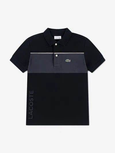 Lacoste Kids'  Boys Colourblock Polo Shirt In Black