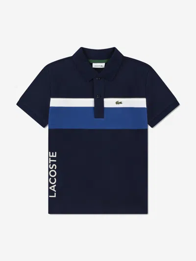 Lacoste Boys Colourblock Polo Shirt In Blue