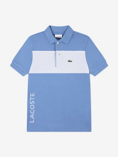 Lacoste Kids'  Boys Colourblock Polo Shirt In Blue