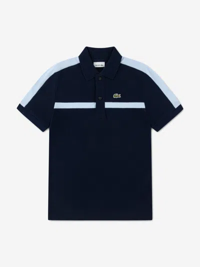Lacoste Kids'  Boys Colourblock Polo Shirt In Blue