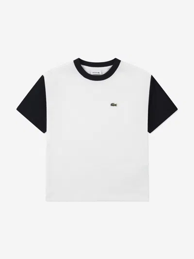 Lacoste Babies'  Boys Colourblock Relaxed T-shirt In White
