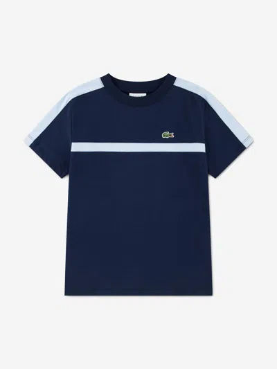 Lacoste Babies'  Boys Colourblock Stripe T-shirt In Blue