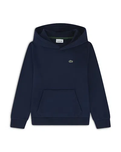 Lacoste Boys' Core Fleece Pullover Hoodie - Big Kid In Blue