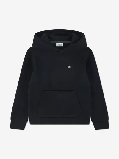 Lacoste Kids'  Boys Core Fleece Pullover Hoodie In Black