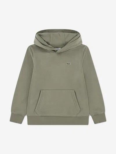 Lacoste Kids'  Boys Core Fleece Pullover Hoodie In Green