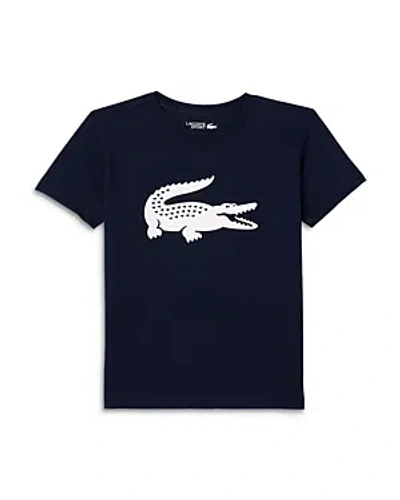 Lacoste Boys' Crocodile Logo Graphic Tee - Little Kid, Big Kid In Navy Blue/white