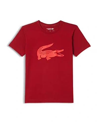 Lacoste Boys' Crocodile Logo Graphic Tee - Little Kid, Big Kid In Red Currant