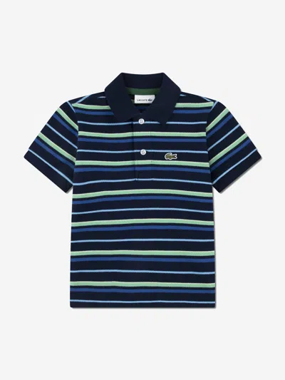 Lacoste Kids'  Boys Feeder Petit Pique Polo Shirt In Blue