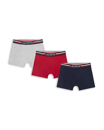 Lacoste Boys' Flag Waistband Boxer Briefs, 3 Pack - Big Kid In Multi