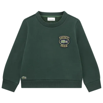 Lacoste Kids' Boys   Chenille Patch Fleece Crew In Green