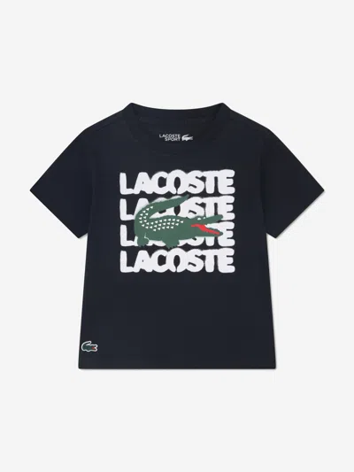 Lacoste Babies'  Boys Logo Sprayed Word T-shirt In Black