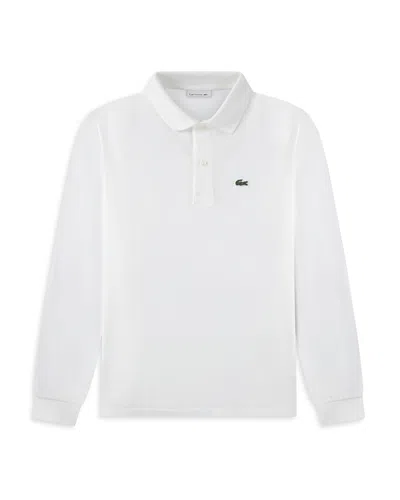 Lacoste Boys' Long Sleeve Pique Polo - Big Kid In White