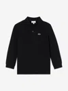 Lacoste Boys Long Sleeve Pique Polo Shirt In Black