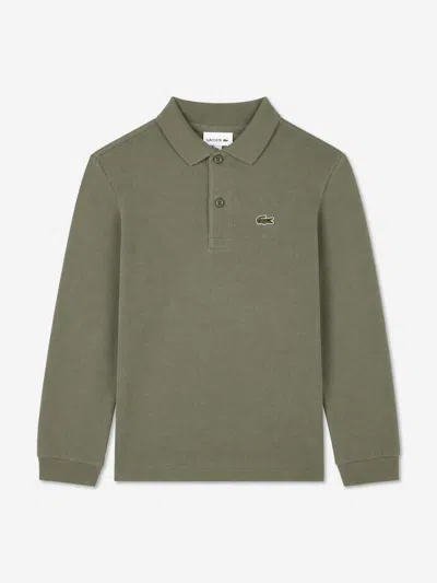Lacoste Kids'  Boys Long Sleeve Pique Polo Shirt In Green