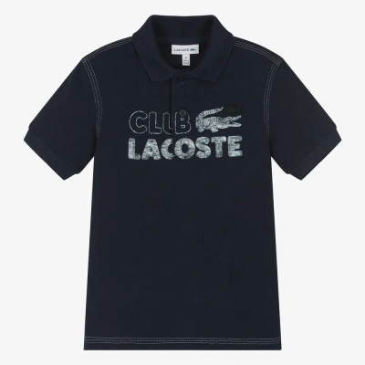 Lacoste Kids' Boys Navy Blue Organic Cotton Polo Shirt