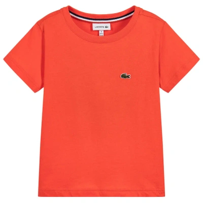 Lacoste Kids' Boys Orange Cotton T-shirt In Red