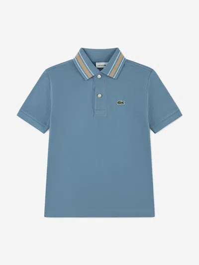 Lacoste Kids'  Boys Petit Pique Fancy Polo Shirt In Blue