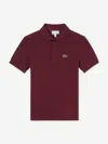 Lacoste Boys Pique Polo Shirt In Burgundy