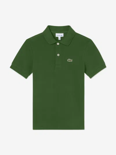 Lacoste Kids'  Boys Pique Polo Shirt In Green