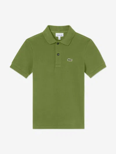 Lacoste Kids'  Boys Pique Polo Shirt In Green