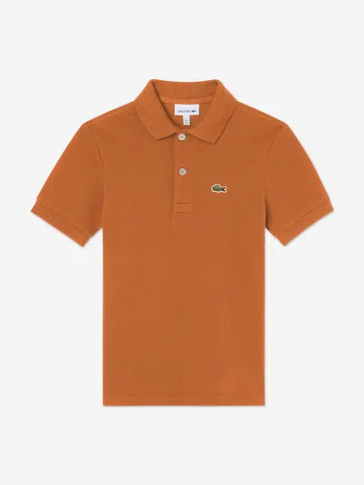 Lacoste Kids'  Boys Pique Polo Shirt In Brown